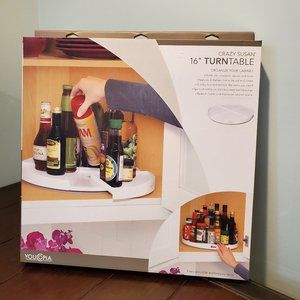 YouCopia 16” Lazy Susan Turntable-Slides out-Rotates-White-Smooth Metal Bearings